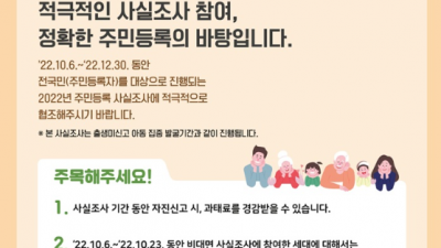 부천시, 2022년 주민등록 사실조사 나서