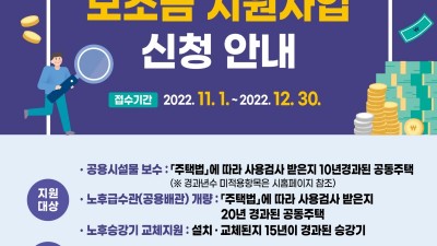 안양시, 2023년도 공동주택 보조금 지원사업 접수