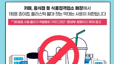 안산시, 24일부터 1회용품 사용규제 확대