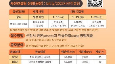 2023년 마을공동체 주민 제안 사업 주인공을 모십니다