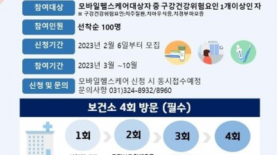 수지구보건소, 모바일 구강 관리에 참여할 시민 100명 모집