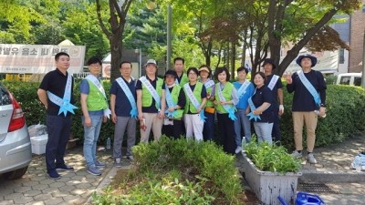 부천 상동, 쓰레기 무단투기 취약지에 꽃묘(천일홍) 식재