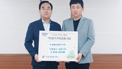 구성동, 구성토건중기에서 이웃돕기 성금 기탁