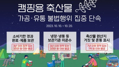 경기도 특사경, 캠핑용 축산물 가공·유통 불법행위 집중단속