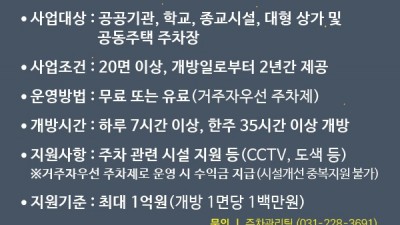 주차장을 이웃과 나누는 ‘주차공유사업’에 참여하세요