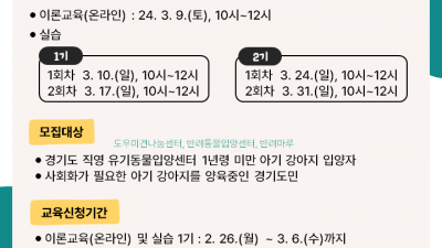 경기도, “1살 안된 강아지, 무료 사회화교육 신청하세요”