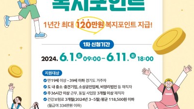 경기도, 연간 120만 원 ‘청년 복지포인트’ 1차 참여자 1만 3천 명 모집