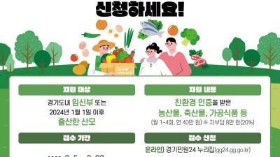 임산부에게 신선하고 안전한 먹거리를… 경기도 ‘임산부 친환경농산물 꾸러미’ 3월 5일부터 신청접수