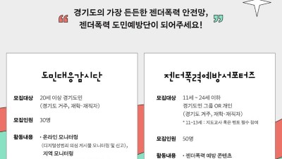 젠더폭력 대응, 경기도민이 함께 한다…‘젠더폭력 도민예방단’ 모집