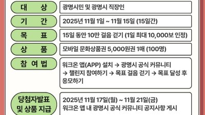 광명시, 시민 참여형 걷기 챌린지로 건강한 도시문화 조성