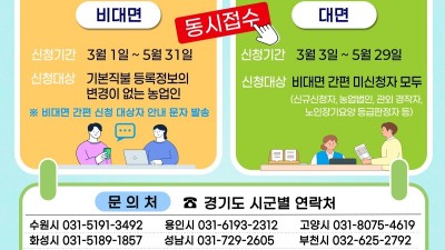 경기도, 2026 기본형 공익직불금 대면·비대면 동시접수