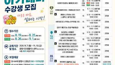 광명시 인생플러스센터, 하반기 아카데미 수강생 436명 모집